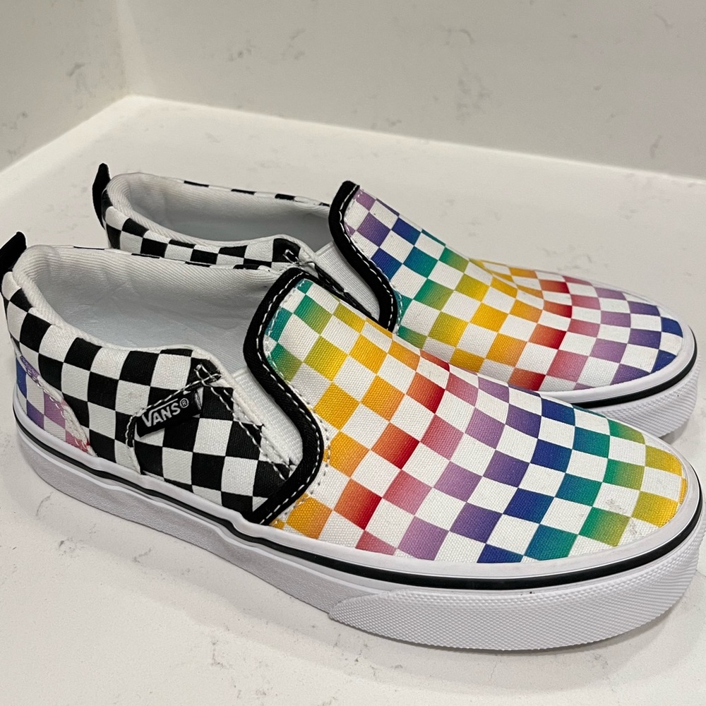Vans Asher Kids' Rainbow Checkered Shoes